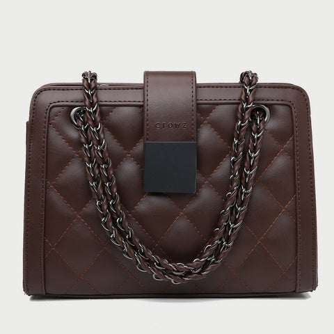 Square embellished quilted PU leather crossbody bag