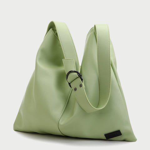 Minimalistic casual style soft PU leather hobo bag