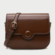 Button detail streamlined flapover PU leather crossbody bag