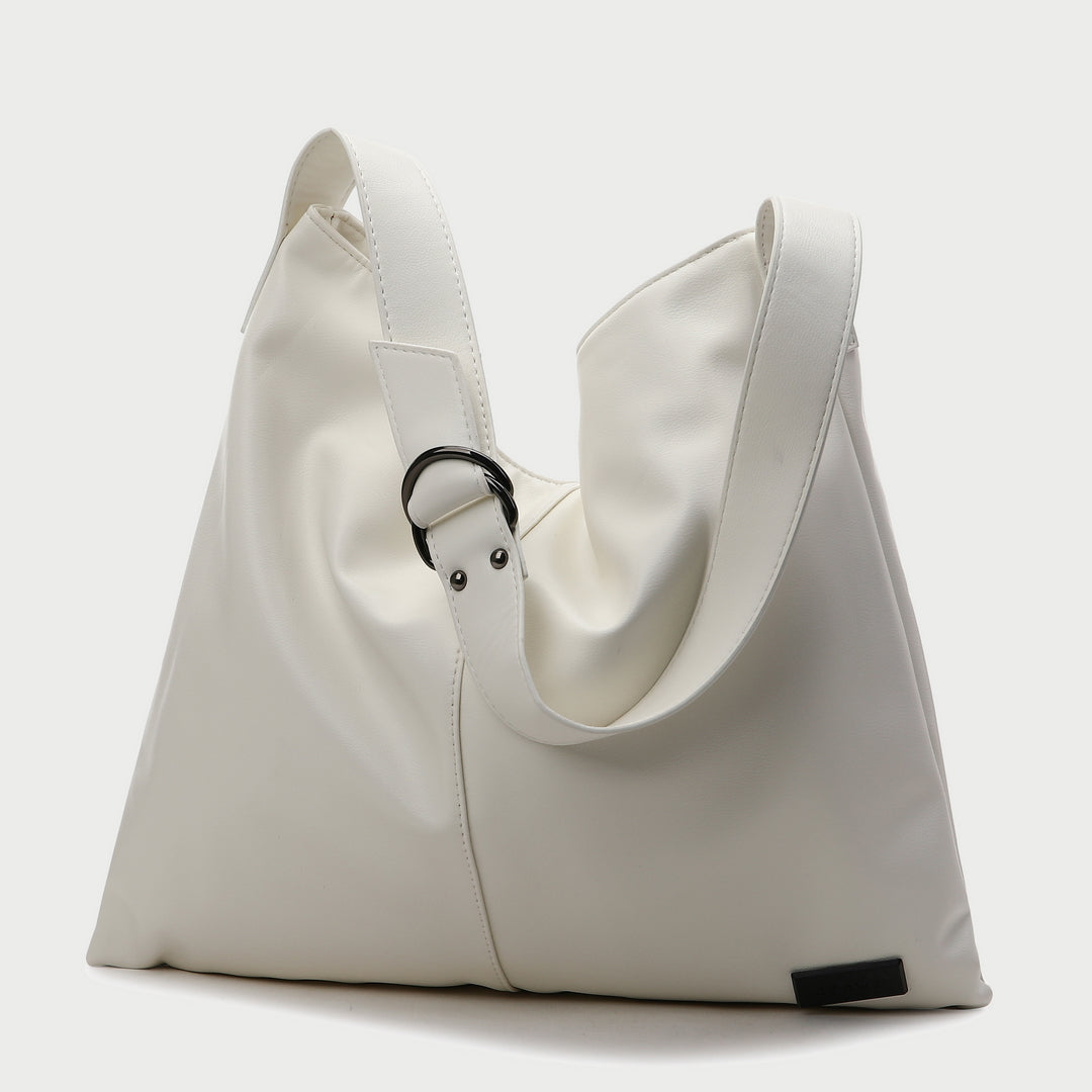 Minimalistic casual style soft PU leather hobo bag