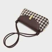 Metal clasp flap knotted strap PU leather shoulder bag