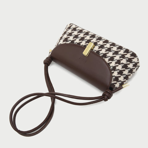 Metal clasp flap knotted strap PU leather shoulder bag