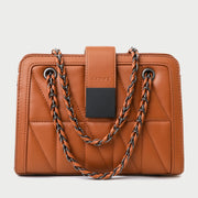 Square embellished strap quilted PU leather crossbody bag