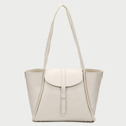 Classic strapped flap style PU leather tote bag