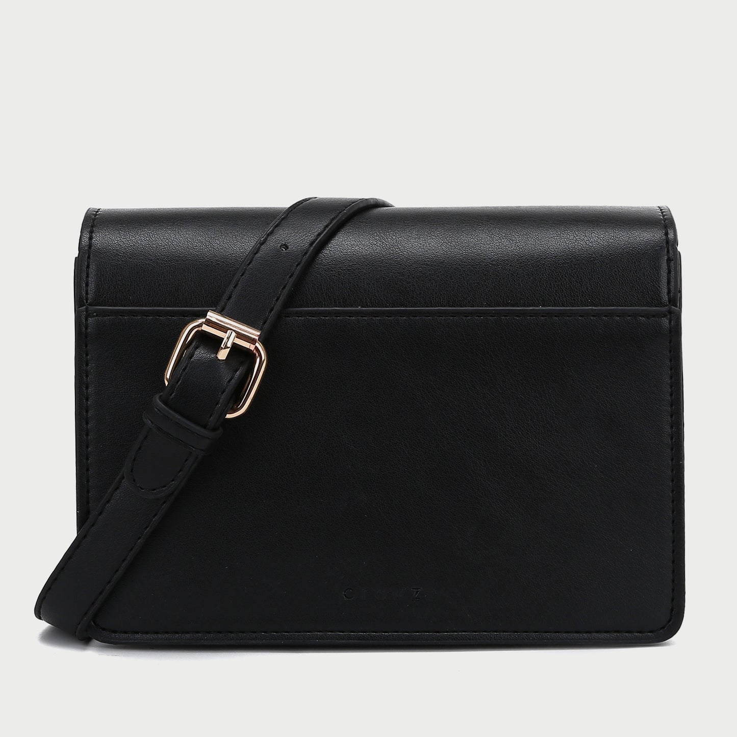 Turn-lock flap embossed pocket PU leather crossbody bag