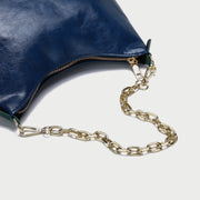 Metal chain handle detail crease-effect PU leather crossbody bag