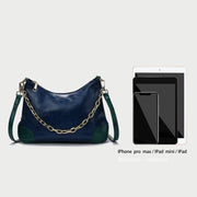 Metal chain handle detail crease-effect PU leather crossbody bag