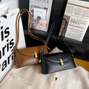 Metal clasp flap knotted strap PU leather shoulder bag