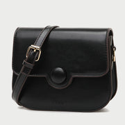 Button detail streamlined flapover PU leather crossbody bag
