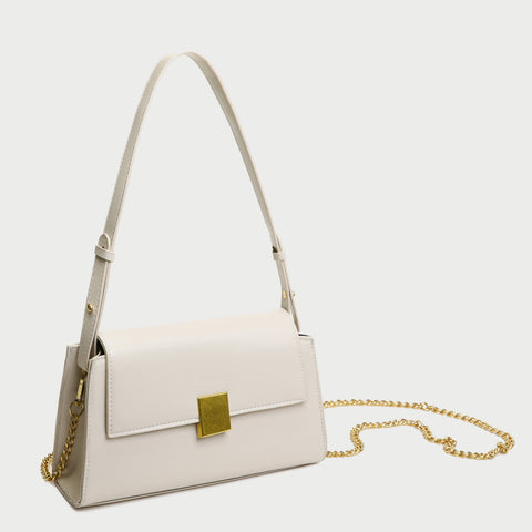 Square metal detail flap style chain strap PU Leather bag
