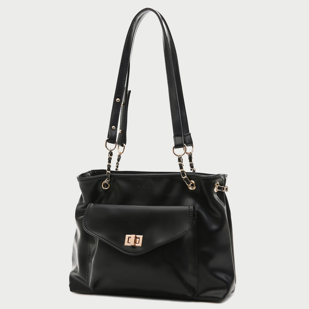 Envelope style front pocket PU leather shoulder bag