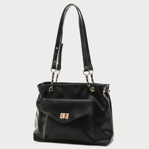 Envelope style front pocket PU leather shoulder bag