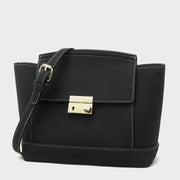 Modern metal-closure flap sculptural faux suede crossbody bag