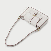 Buckle strap flap slim PU leather shoulder bag