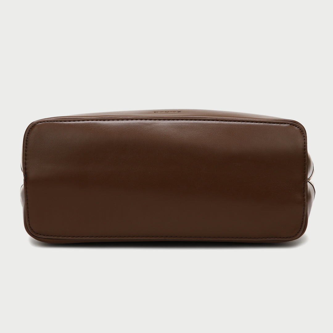 Eyelet strap detail tactile pleated PU leather shoulder bag
