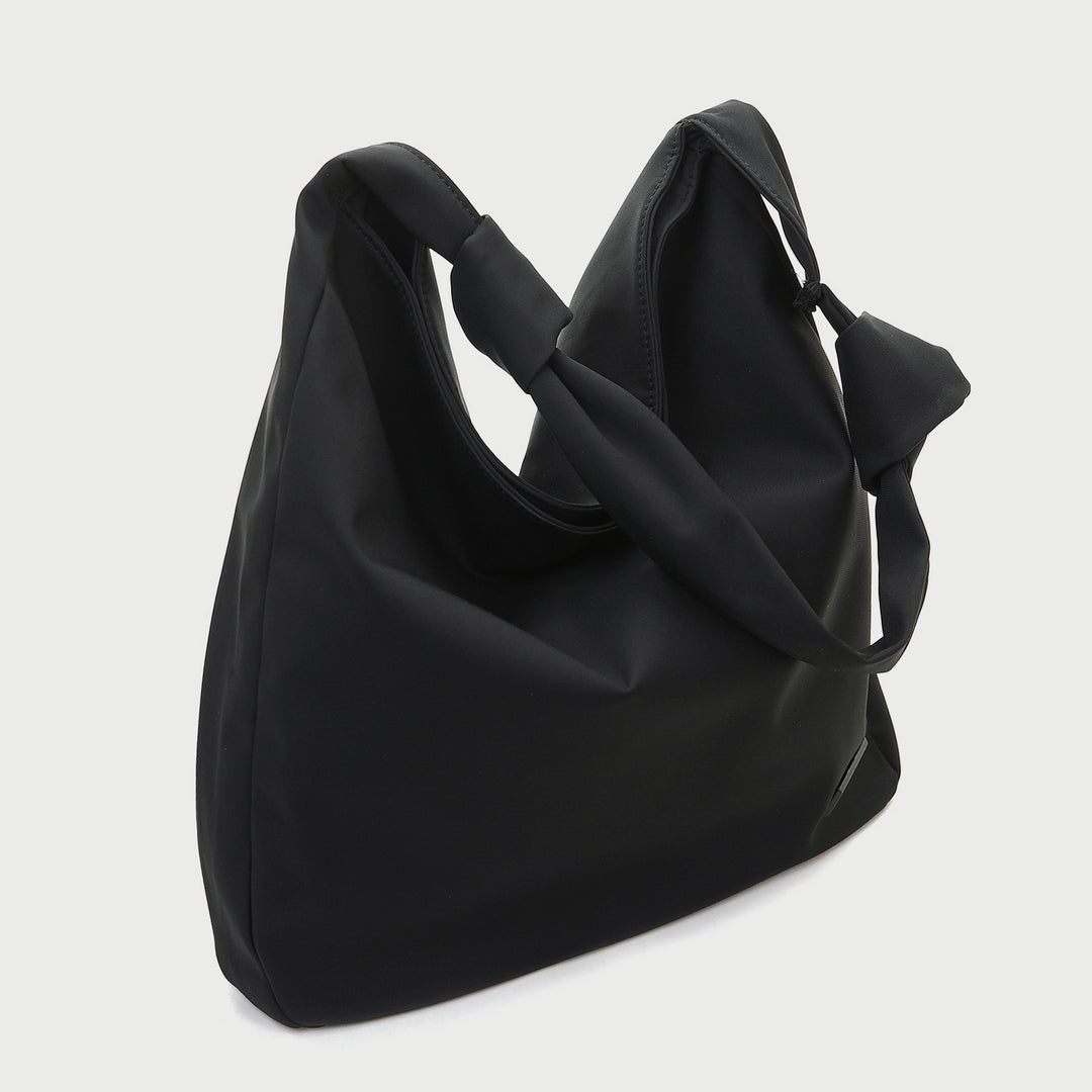 Knotted strap roomy canvas hobo bag