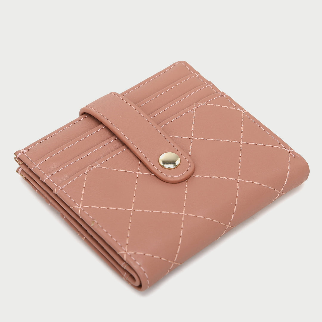 Snap strap quilted PU leather card holder