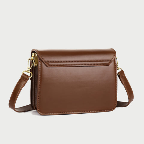 Argyle check pattern canvas panel PU leather crossbody bag