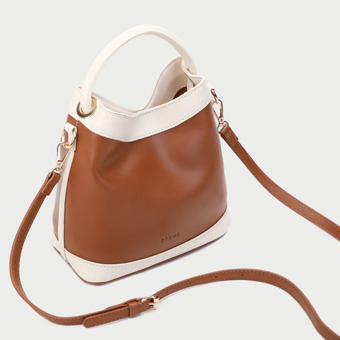 Modern top handle PU leather bucket bag