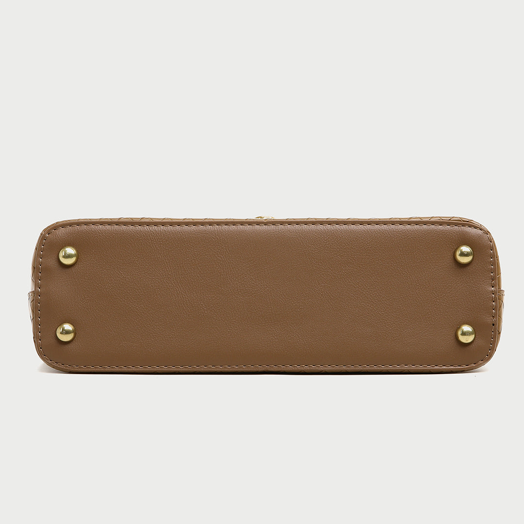 Elegant minimalistic flap style woven PU leather crossbody bag