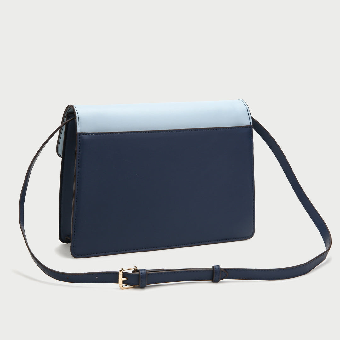 Colourblock classic flap-style PU leather crossbody bag