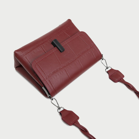 Twist handle croc-effect PU leather shoulder bag