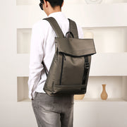 Zip buckle strap flap top unisex nylon backpack