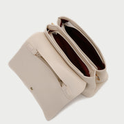 Metal clip lock open-top flap PU leather crossbody bag