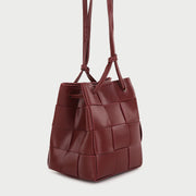 Woven PU leather bucket bag (2-in-1 set)