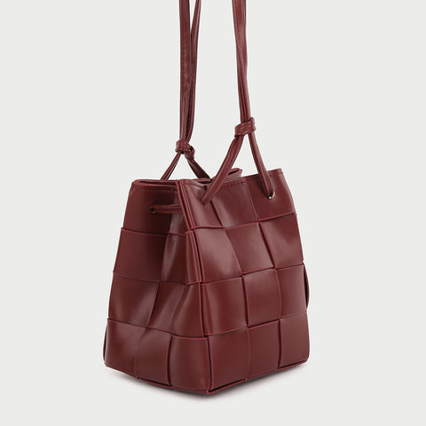 Woven PU leather bucket bag (2-in-1 set)