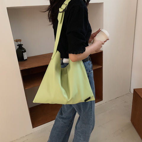 Minimalistic casual style soft PU leather hobo bag