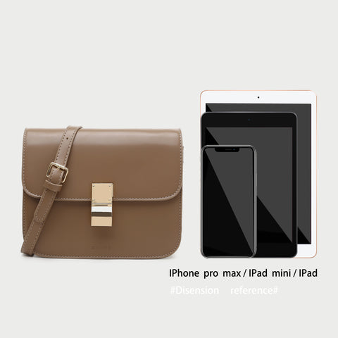 Metal clasp flap front PU leather crossbody bag