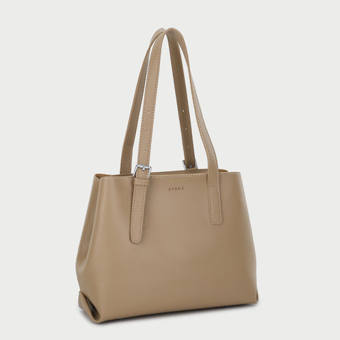 Minimalistic buckle detail strap PU leather tote bag