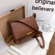 Metal hardware flap style PU leather crossbody bag