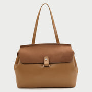 Suede-effect flap style PU leather tote bag