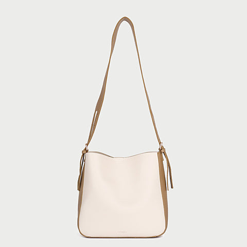 Double buckle detail shoulder strap PU leather bucket bag (2-in-1 set)