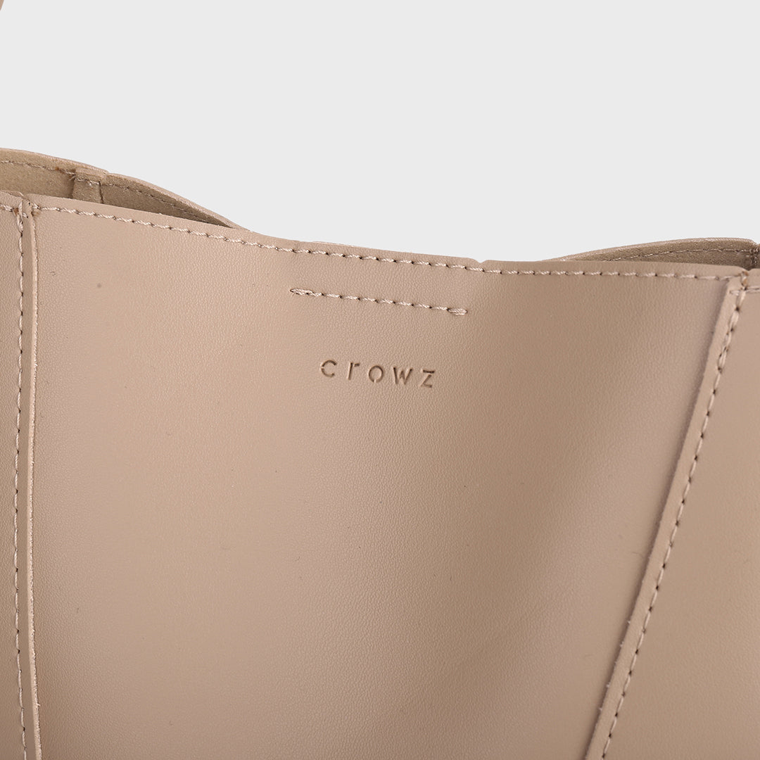 Double-strap detail shoulder strap PU leather bucket bag (2-in-1)