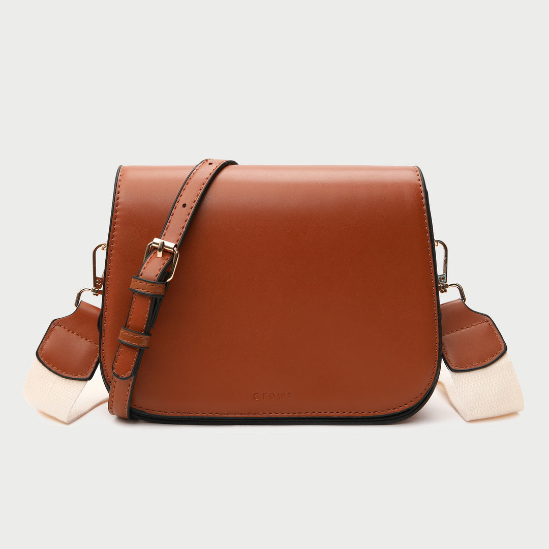 Minimalistic flap-style PU leather crossbody bag (With an optional strap)