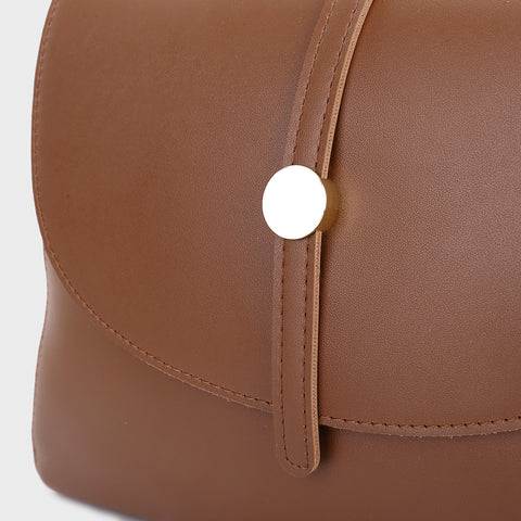 Metal stud strap flap PU leather crossbody bag