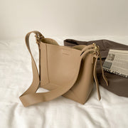 Double-strap detail shoulder strap PU leather bucket bag (2-in-1)