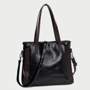 Dual front pocket creased PU leather tote