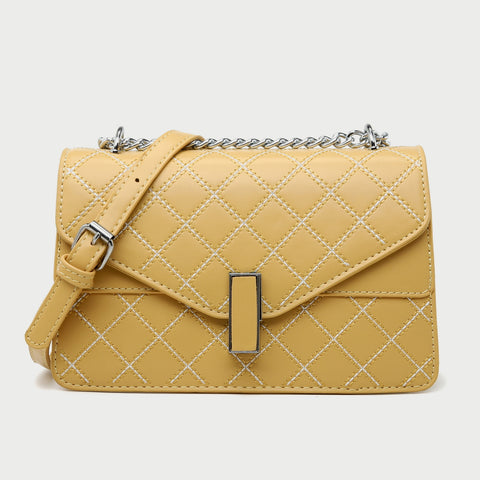 Envelope style layer flap quilted PU leather crossbody bag