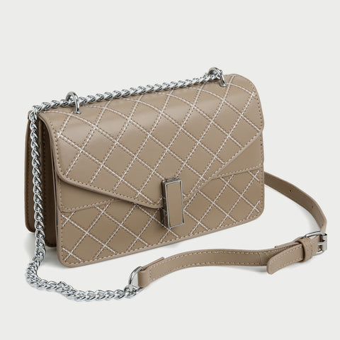 Envelope style layer flap quilted PU leather crossbody bag