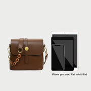 Retro studded flap chained strap PU leather crossbody bag