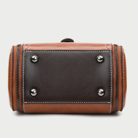 Metal turn-lock strap zip side PU leather crossbody bag