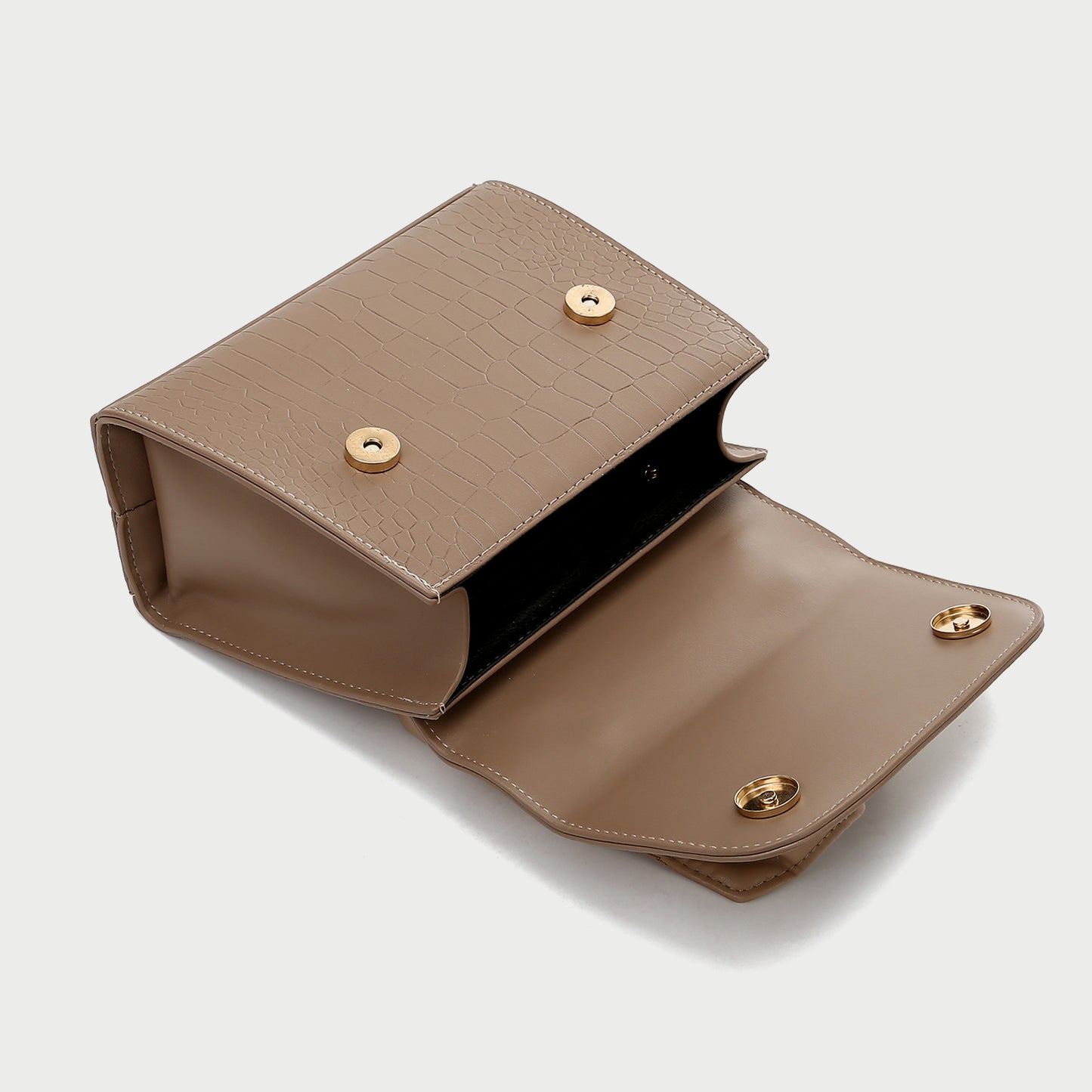 Knotted top handle croc-embossed PU leather crossbody bag