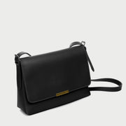 Metal hardware flap style PU leather crossbody bag