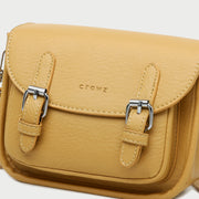 Double buckle strap flapover front pocket PU leather crossbody bag