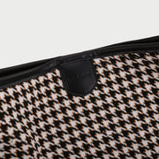Houndstooth print PU leather trim shoulder bag (with an extra strap)