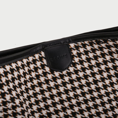 Houndstooth print PU leather trim shoulder bag (with an extra strap)